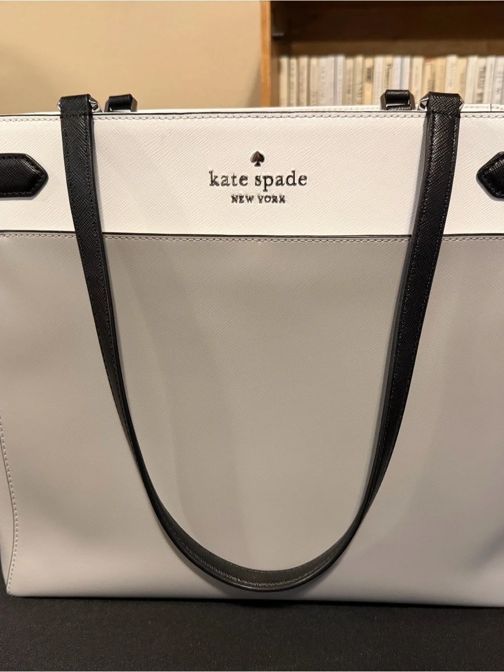 kate spade Two-Tone White and Black Laptop Tote